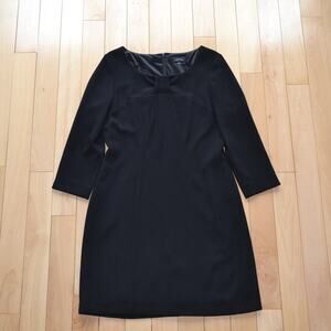 Tahari Black Midi Shift Long Sleeve Dress Size 12
